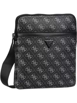 Сумка через плечо Guess Milano Eco Grain Double Crossbody Flat, цвет dark black