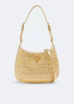 Сумка через плечо Prada Cleo Satin Crystal, золотой