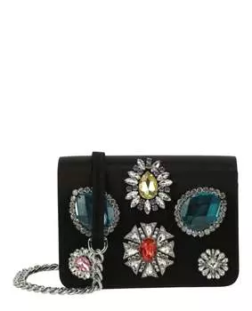 Сумка через плечо с драгоценными камнями Moschino, черный