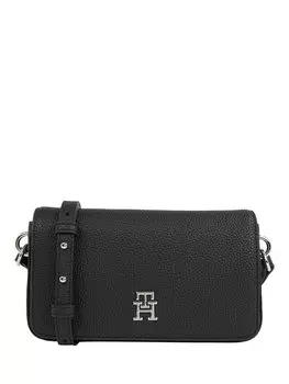 Сумка через плечо с клапаном и эмблемой Tommy Hilfiger, черная