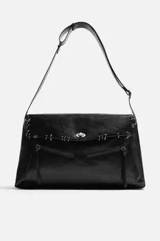Сумка через плечо с кольцом ZARA, черный