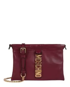 Сумка через плечо с логотипом и надписью на шнурке Moschino, цвет Bordeaux