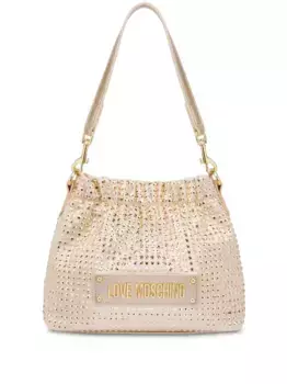 Сумка через плечо с логотипом и заклепками Love Moschino, золотой
