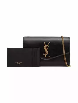 Сумка через плечо с логотипом Saint Laurent, черный