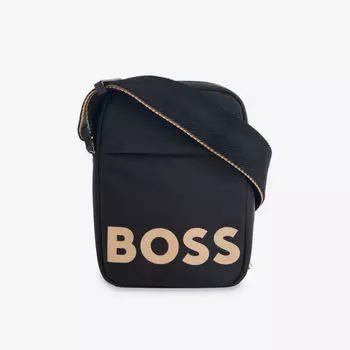 Сумка через плечо с текстовым принтом Boss, черный