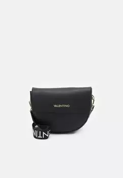 Сумка-седло Valentino с надписью на ремне, черный