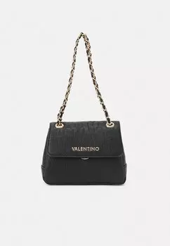 Сумка через плечо Valentino фирменным с тиснением на цепочке, черный