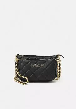 Сумка на плечо Valentino стеганая с золотой фурнитурой 2 в 1, черный