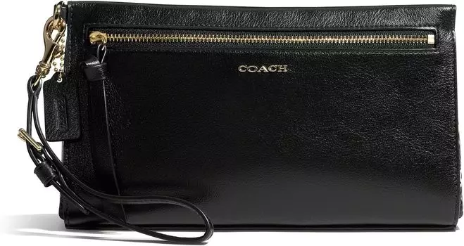 Сумка COACH Madison Two-Tone Python Large Wristlet, цвет Light Gold/Black