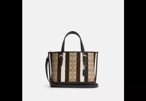 Сумка Coach Mollie 25 In Signature Jacquard With Stripes, хаки/черный/бежевый