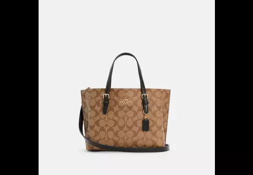 Сумка Coach Mollie Tote 25 In Signature Canvas, хаки/чёрный