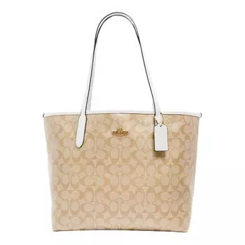 Сумка Coach Outlet City Tote In Signature Canvas, светло-бежевый/белый