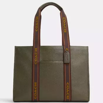 Сумка Coach Outlet Large Smith Tote, темно-зеленый/темно-коричневый