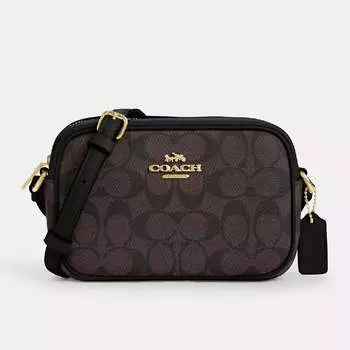 Сумка Coach Outlet Mini Jamie Camera In Signature Canvas, темно-коричневый