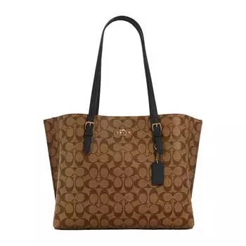 Сумка Coach Outlet Mollie Tote in Signature Canvas, коричневый/черный