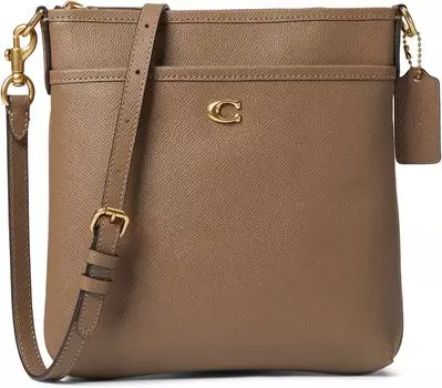 Сумка Cross Grain Leather Kitt COACH, цвет Dark Stone