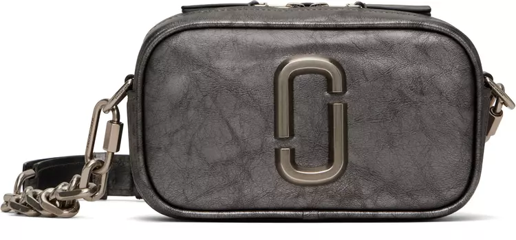 Сумка цвета оружейной стали «The Metallic Distressed Big Shot» Marc Jacobs