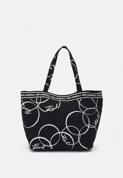 Сумка для покупок Signature Circle KARL LAGERFELD, черный/белый