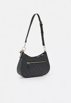 Сумка Guess на плечо с фирменным принтом, серо-черный