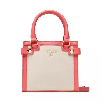 Сумка Guess MiniSatchel, бежевый/коралловый