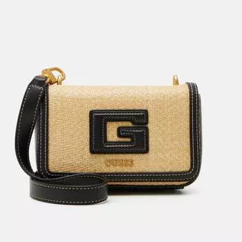 Сумка Guess Status Mini-flap, бежевый/черный