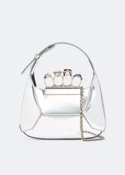 Сумка-хобо ALEXANDER MCQUEEN Jewelled mini hobo bag, серебряный