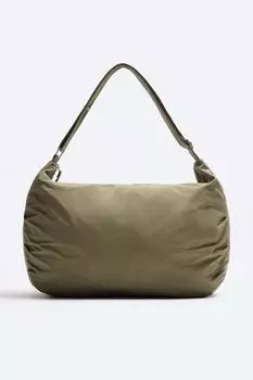 Сумка из нейлона xl ZARA, хаки зеленый