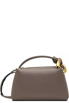 Сумка JWA Corner Leather с верхней ручкой из серо-коричневой кожи JW Anderson