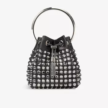 Сумка-Клатч Bon bon из атласа с заклепками Jimmy Choo, черный
