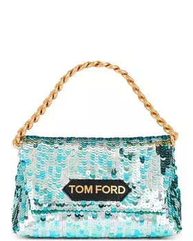 Сумка-клатч Tom Ford Sequins Label Mini Chain, цвет Aqua & Black