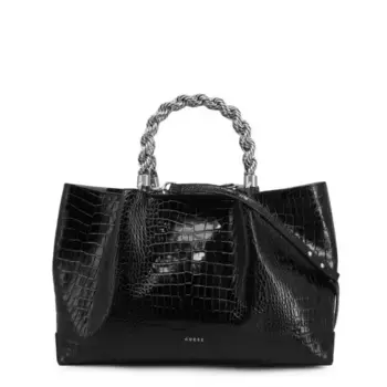 Сумка кожаная наплечная Guess, черный
