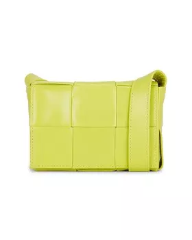 Сумка кросс-боди Bottega Veneta Card Case With Strap, цвет Acid Kiwi & SIlver