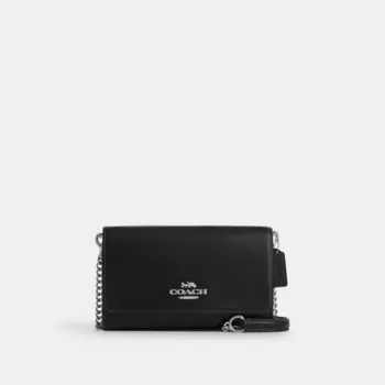 Сумка кросс-боди COACH Flap Clutch Crossbody, серебряный/черный