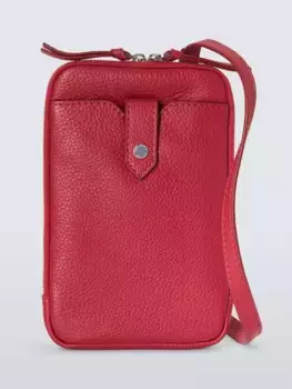 Сумка кросс-боди John Lewis Leather Zip Around Phone, красный