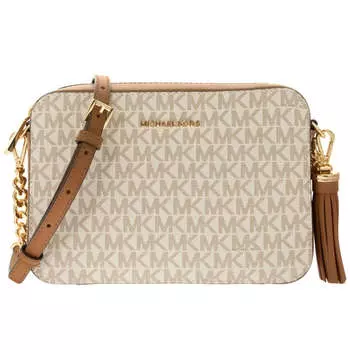 Сумка кросс-боди Michael Kors Ginny Medium Logo, бежевый/коричневый