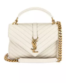 Сумка кросс-боди Saint Laurent Medium College Chain, цвет Blanc Vintage
