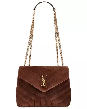 Сумка кросс-боди Saint Laurent Small Loulou Chain, цвет Bark Brown