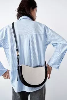 Сумка кроссбоди канвас ZARA, экрю