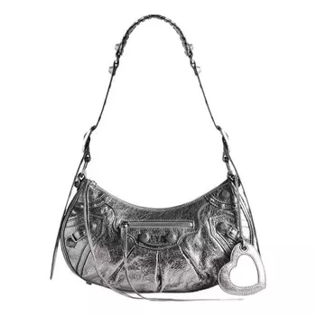 Сумка le cagole small shoulder bag metallized 'silver' Balenciaga, серебряный