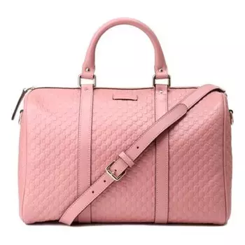 Сумка logo embossing cowhide large capacity boston handbag pink Gucci, розовый