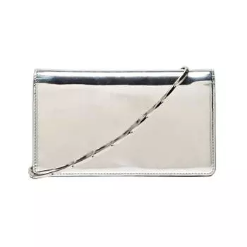 Сумка Massimo Dutti Leather With Handle And Jointed Pieces, серебряный
