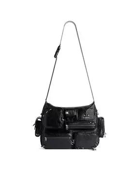 Сумка-мессенджер Superbusy с пирсингом Balenciaga, черный