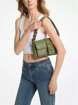 Сумка Michael Kors Colby Medium Leather Shoulder, оливковый
