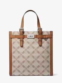Сумка Michael Kors Hudson Empire Logo Jacquard, коричневый/серый