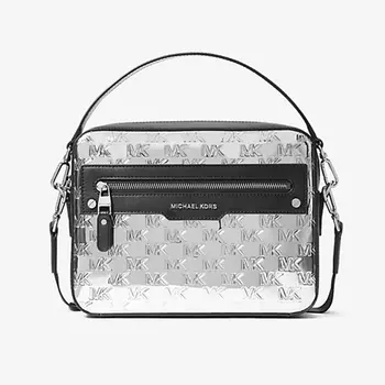 Сумка Michael Kors Hudson Logo Embossed Metallic, серебряный