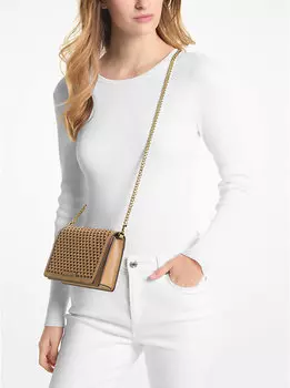 Сумка Michael Kors Jet Set Medium Woven Leather Crossbody, светло-коричневый