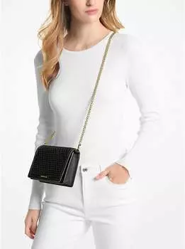 Сумка Michael Kors Jet Set Medium Woven Leather Crossbody, черный