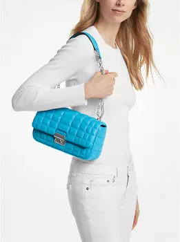 Сумка Michael Kors Tribeca Large Quilted Leather Shoulder, голубой