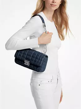 Сумка Michael Kors Tribeca Large Quilted Leather Shoulder, темно-синий