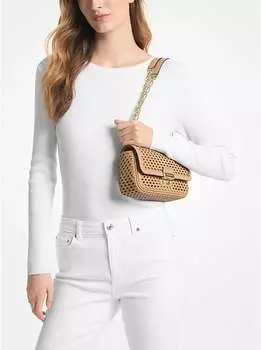 Сумка Michael Kors Tribeca Small Hand-Woven Leather Shoulder, светло-коричневый